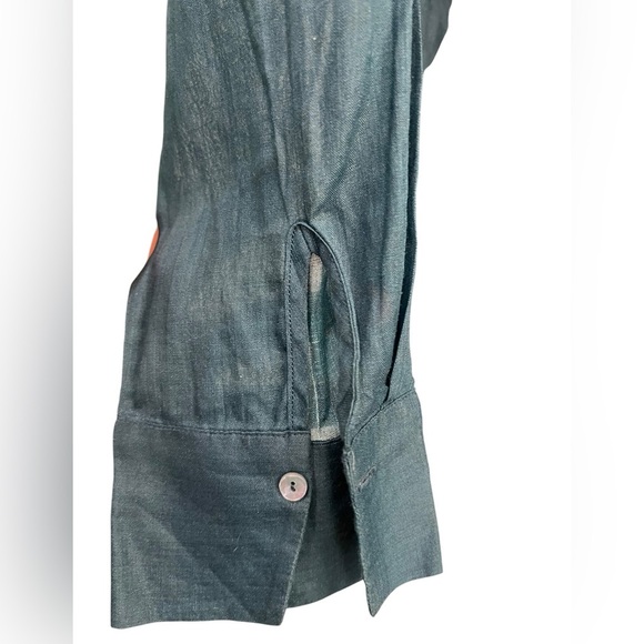 Massimo Dutti Size 6 Blue Watercolor Print V-Neck Tunic Artsy, Quiet Luxury - Picture 4 of 11